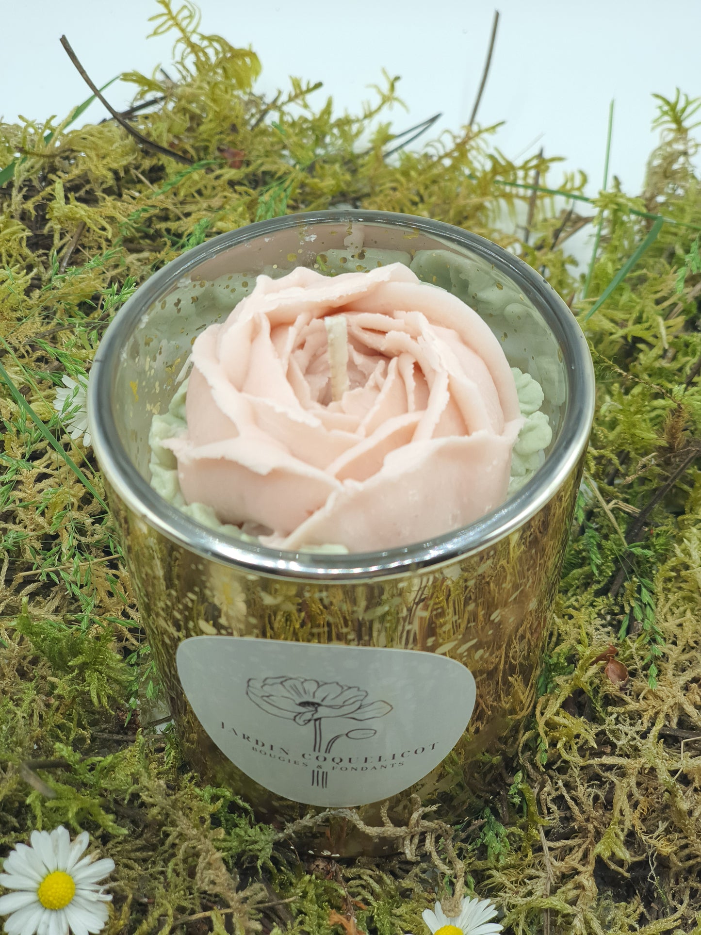 Bougie et son fondant rose