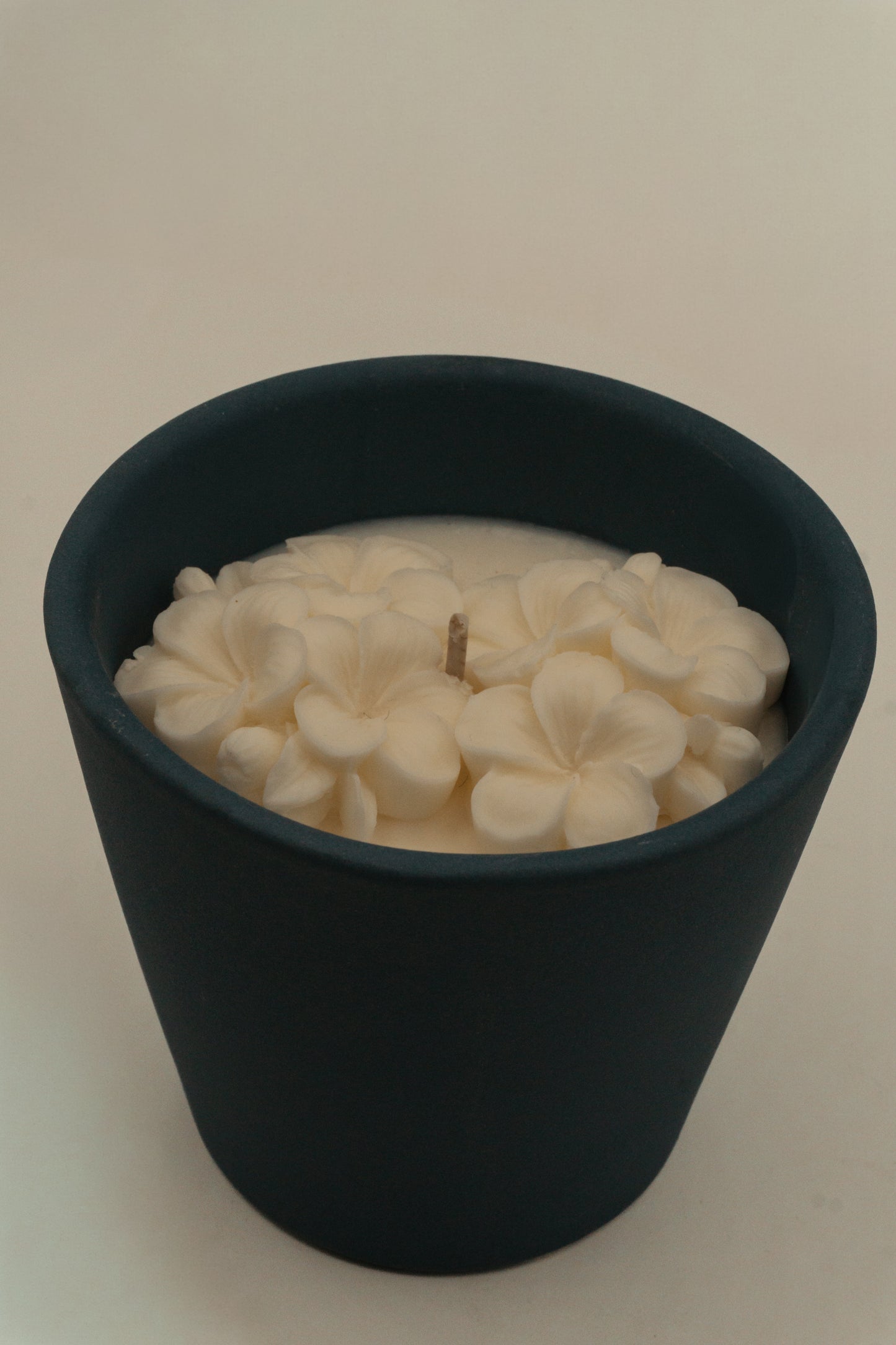 Pot en céramique bleu - fleur de cerisier & rose