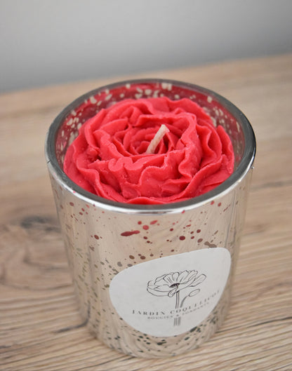 Bougie et son fondant rose rouge