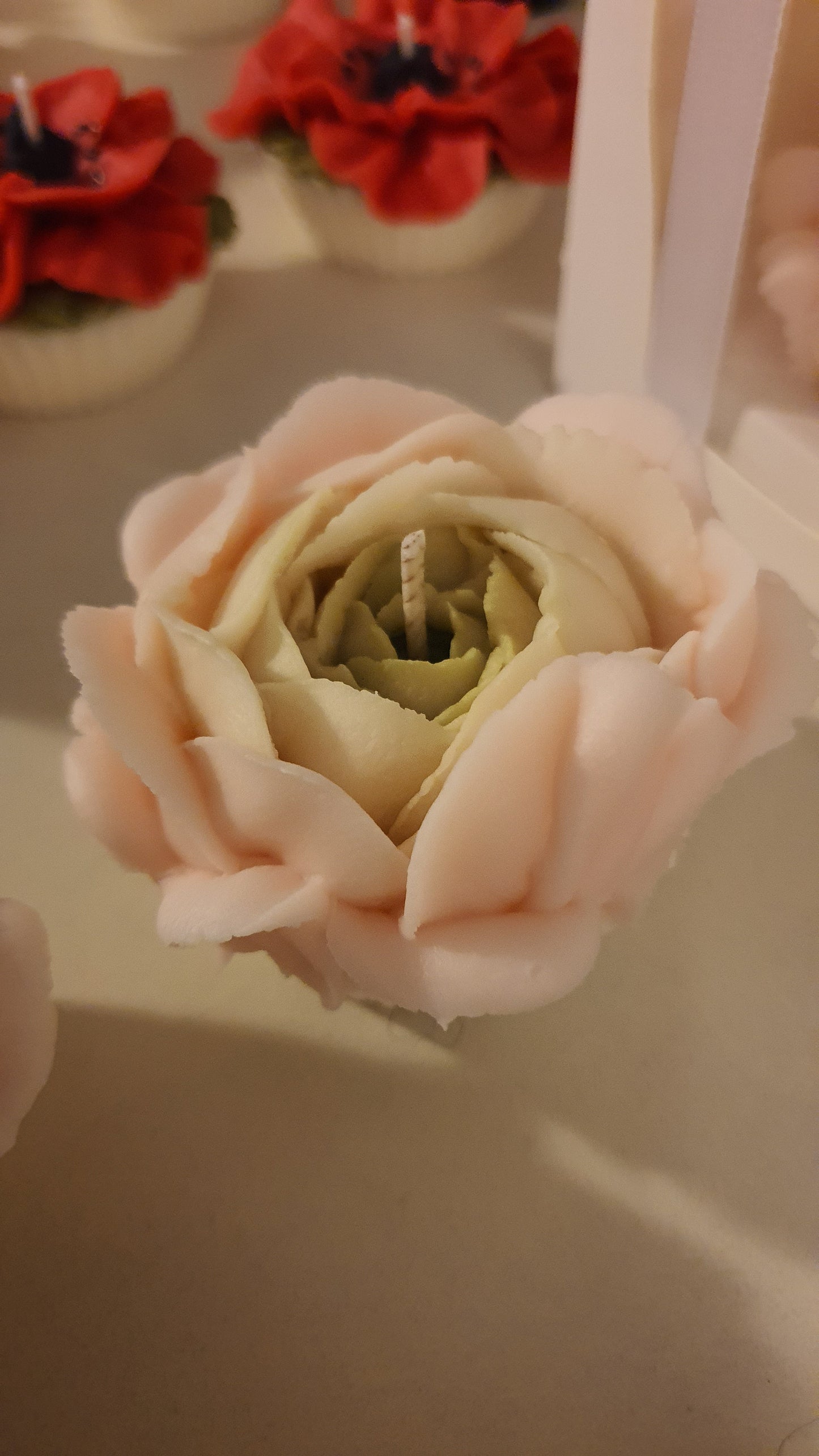 Bougie rose en dégradé