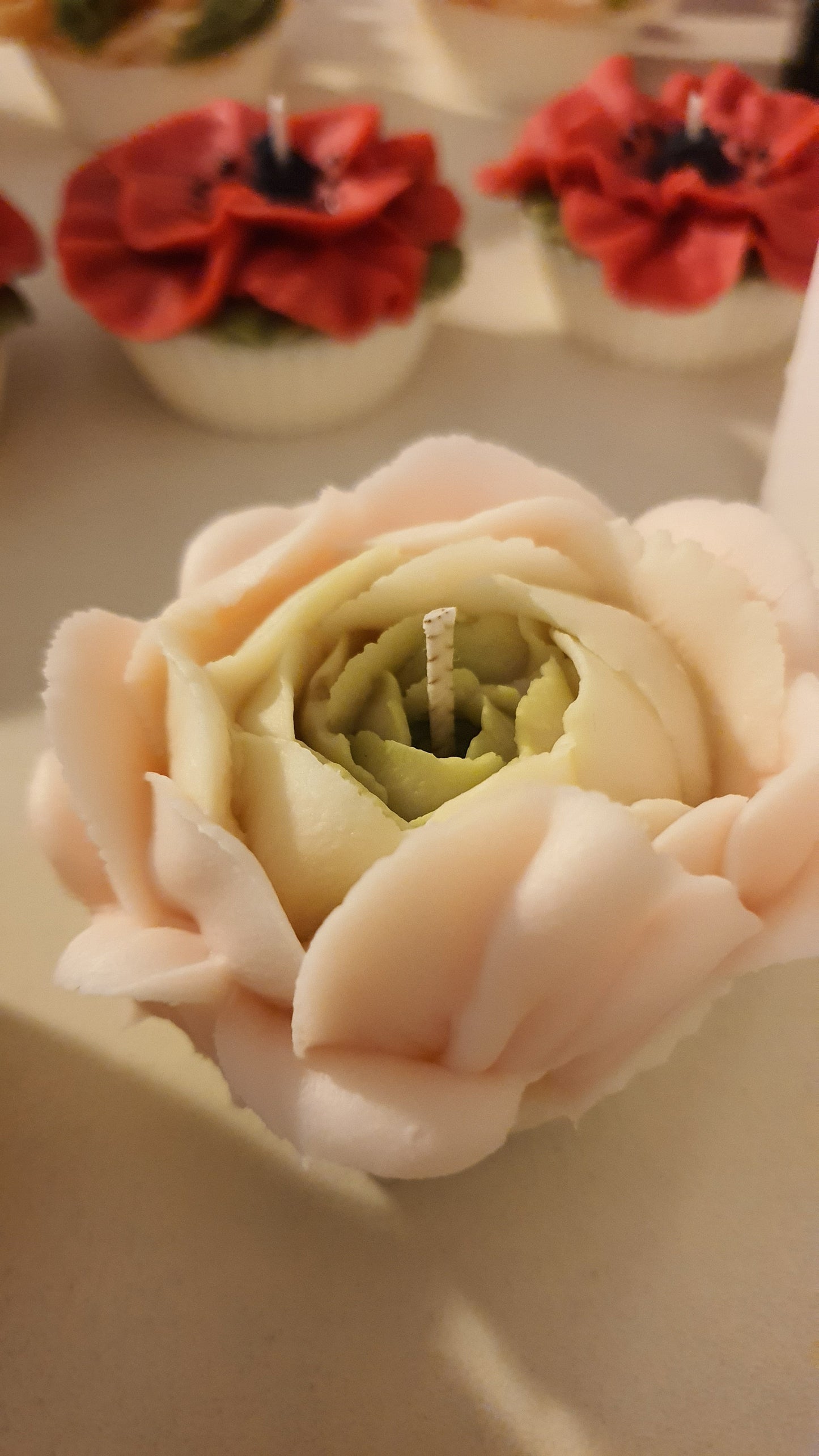 Bougie rose en dégradé