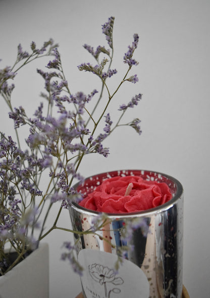 Bougie et son fondant rose rouge