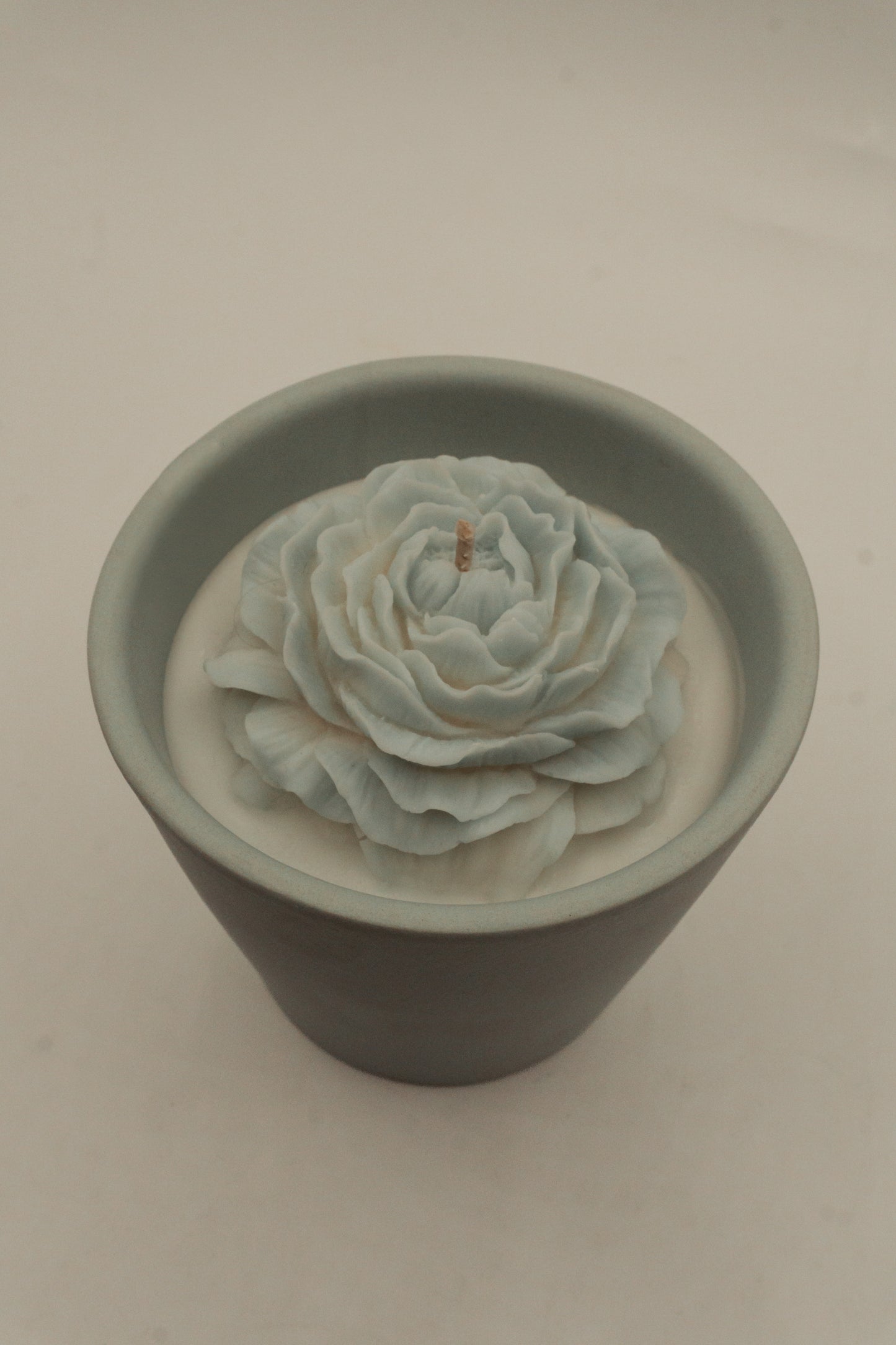 Pot en céramique bleu - fleur de cerisier & rose