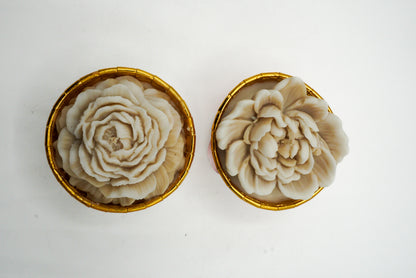 Lot de 2 bougies cupcakes – Pivoine & Rose beige