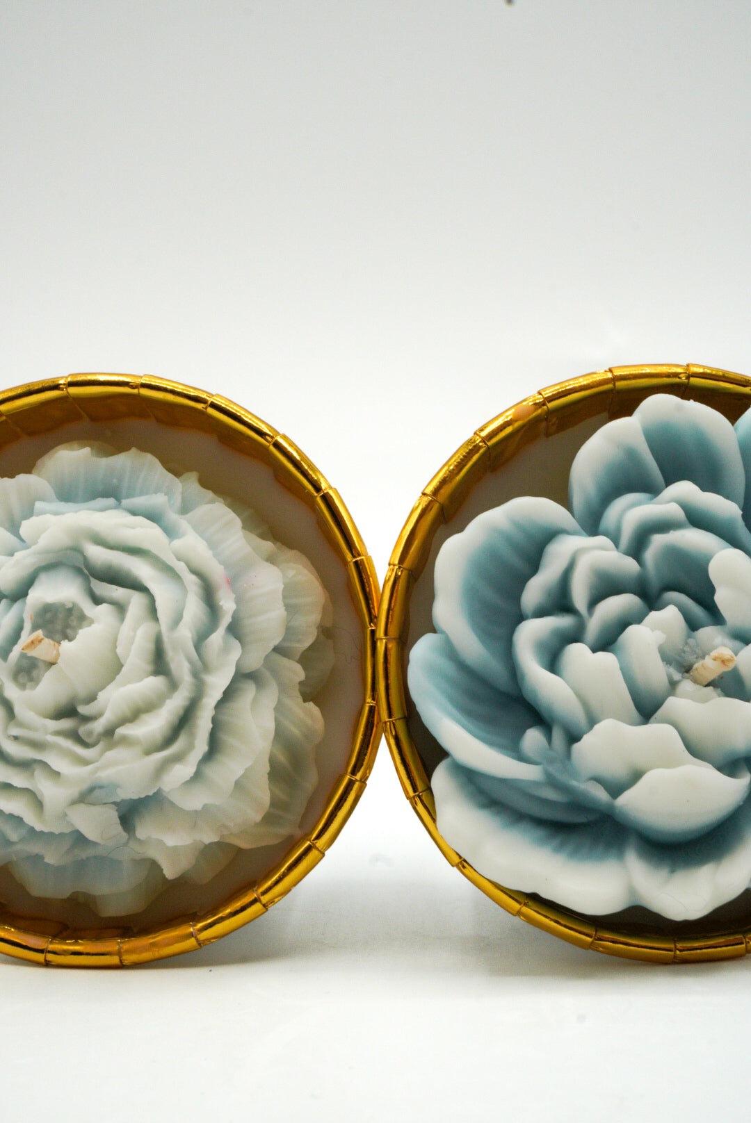 Lot de 2 bougies cupcakes – Pivoine & Rose bleu