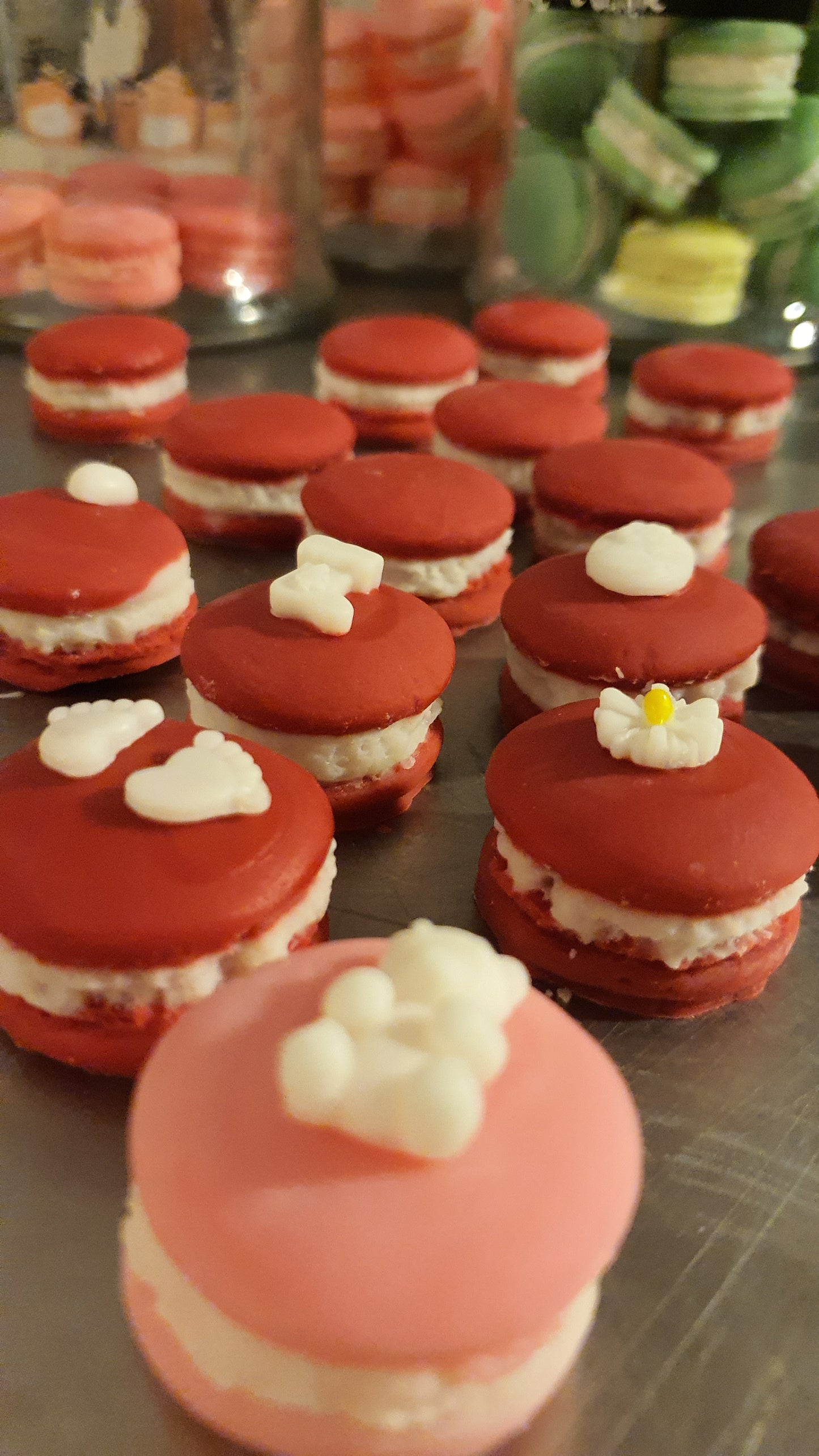 5 Fondants en cire parfumée : Macarons naissance ou Baptême